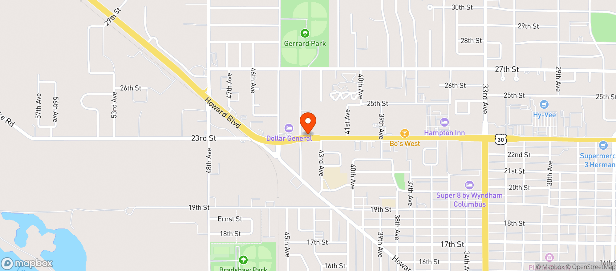 Map showing LOUIES LIQUOR