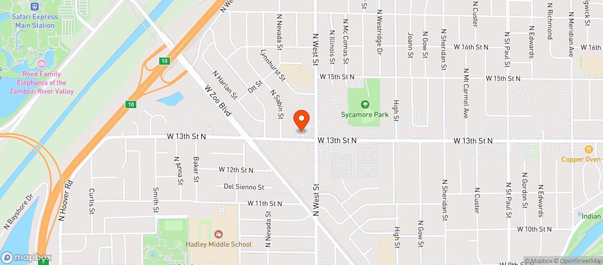 Map showing Abc West 13th