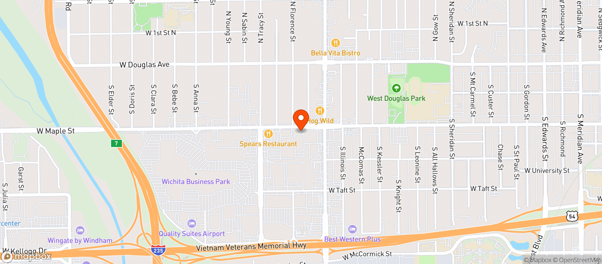 Map showing Oasis Lounge