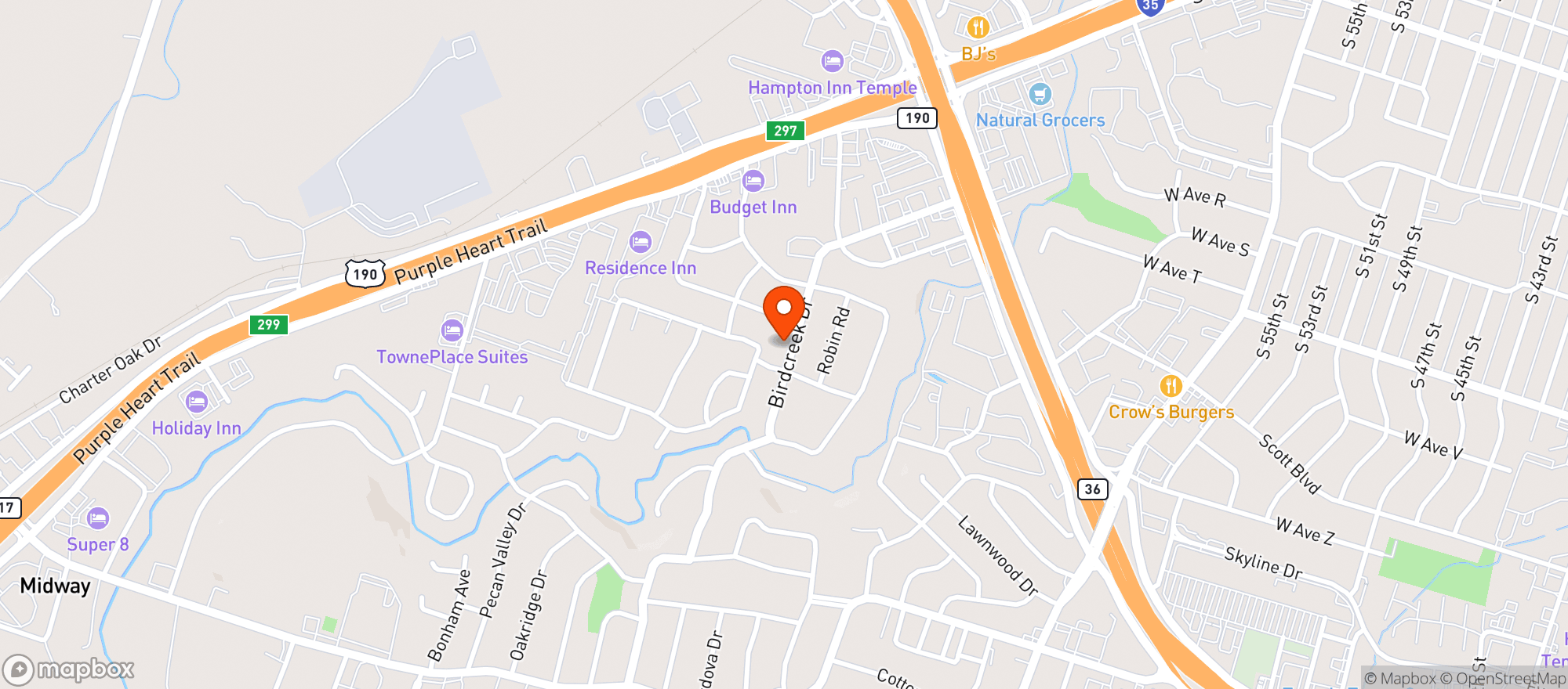 Map showing RedBird Hemp Dispensary
