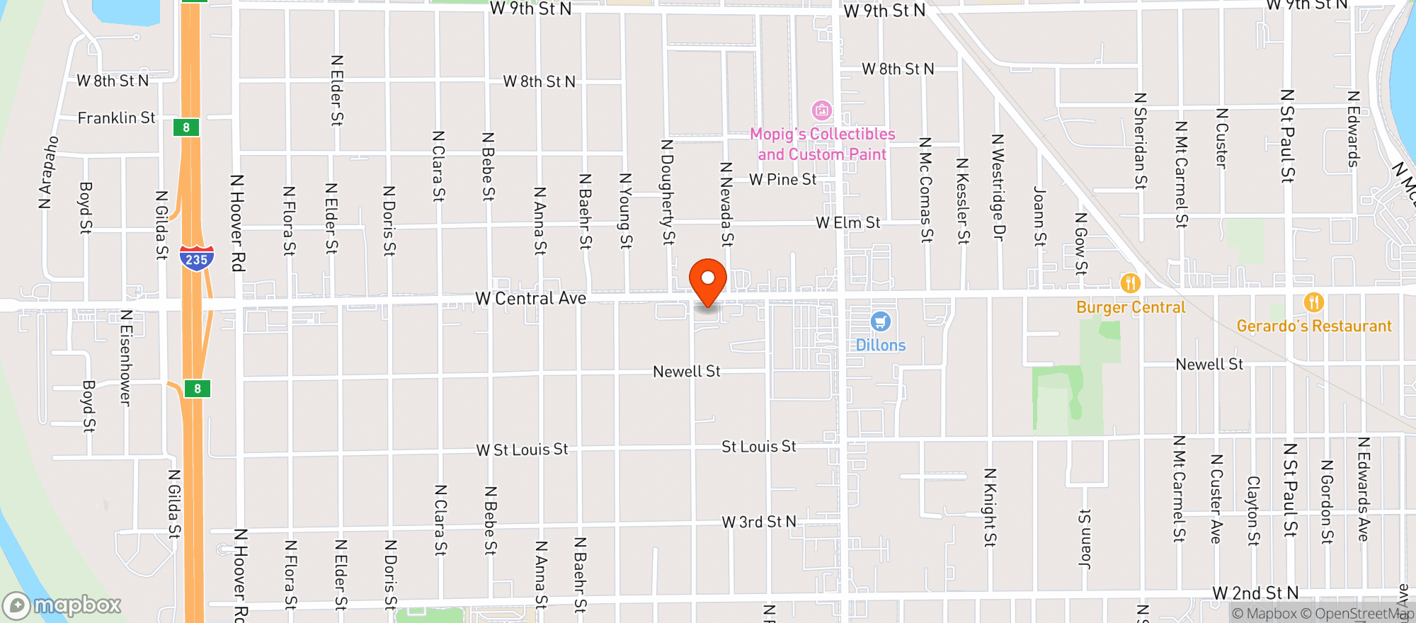 Map showing The Red Brick Room