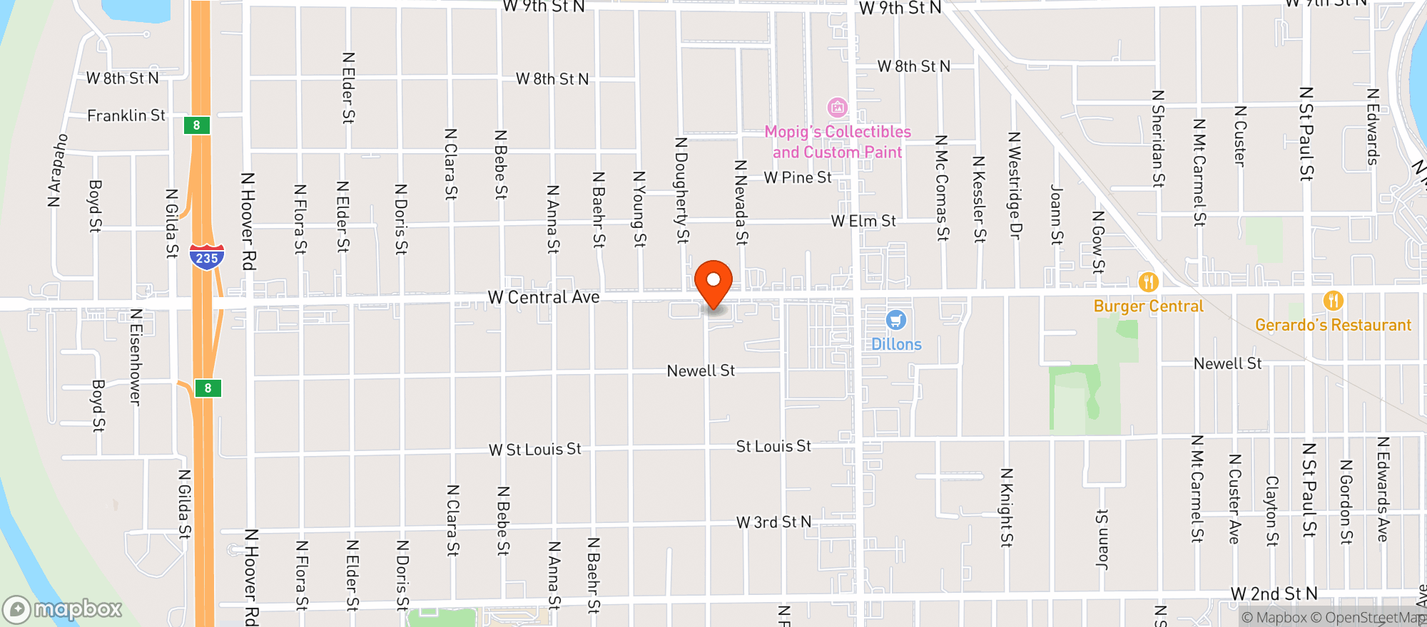 Map showing Ceasar?s Barroom