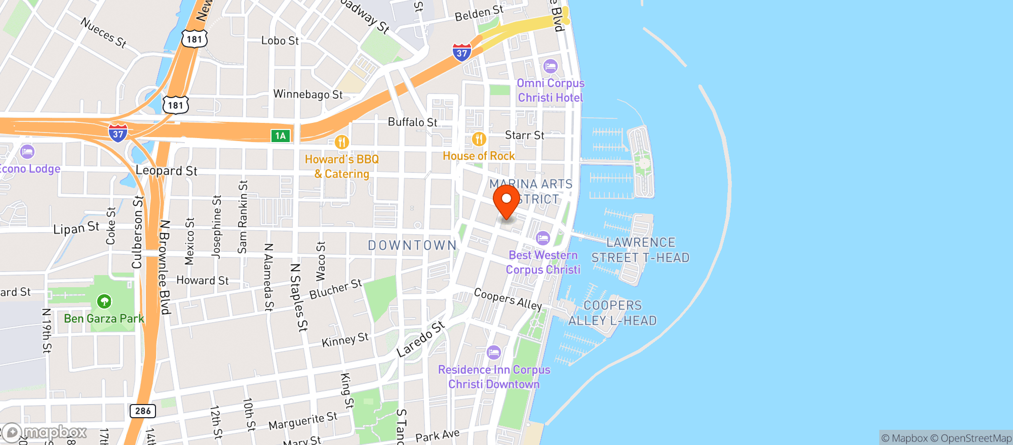 Map showing Lucy’s Snackbar