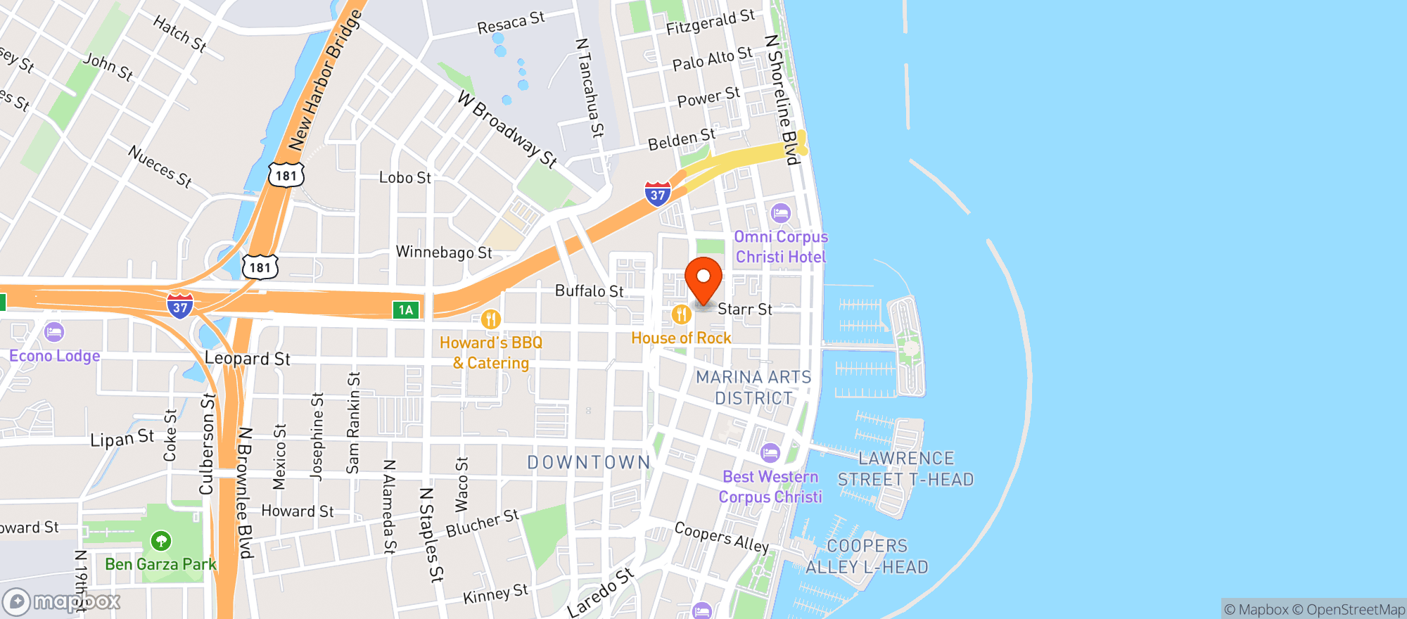 Map showing Flanagans Downtown