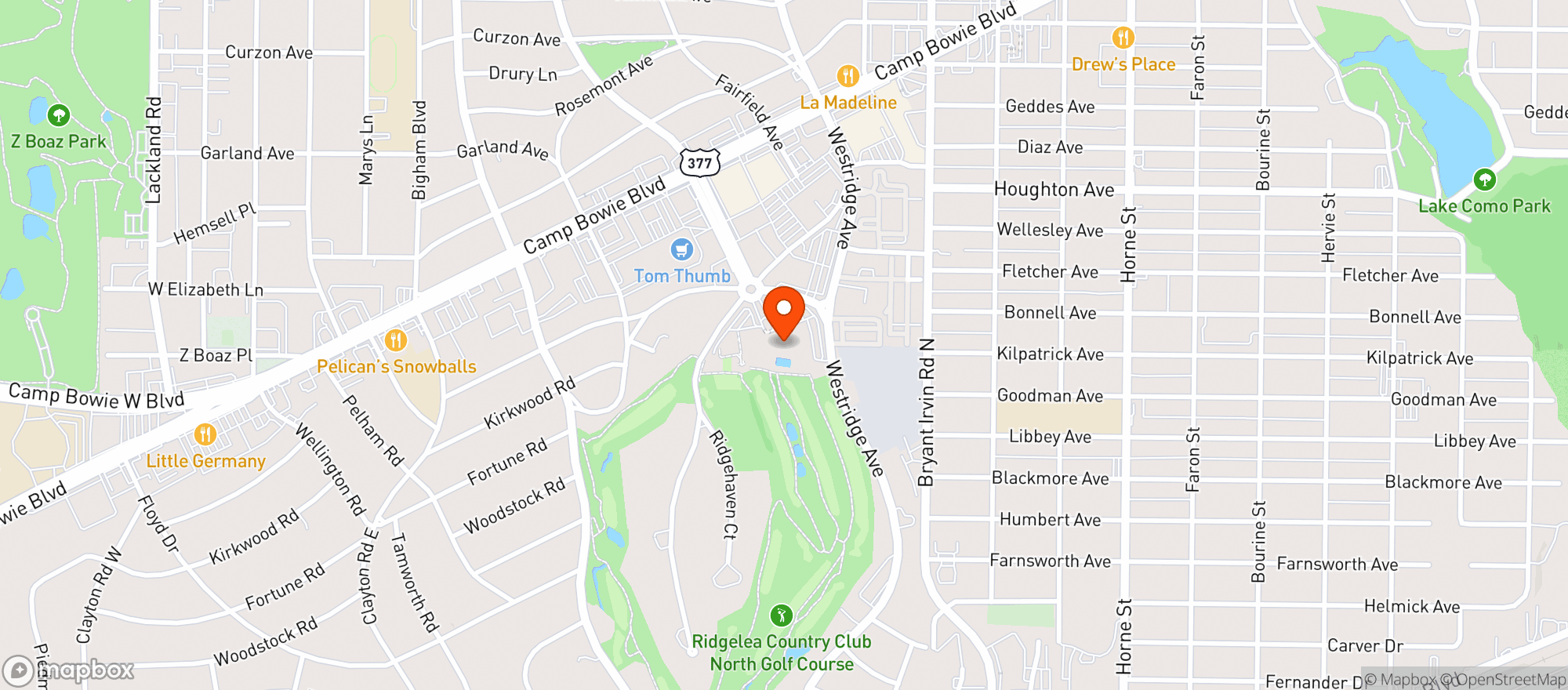 Map showing Ridglea Country Club
