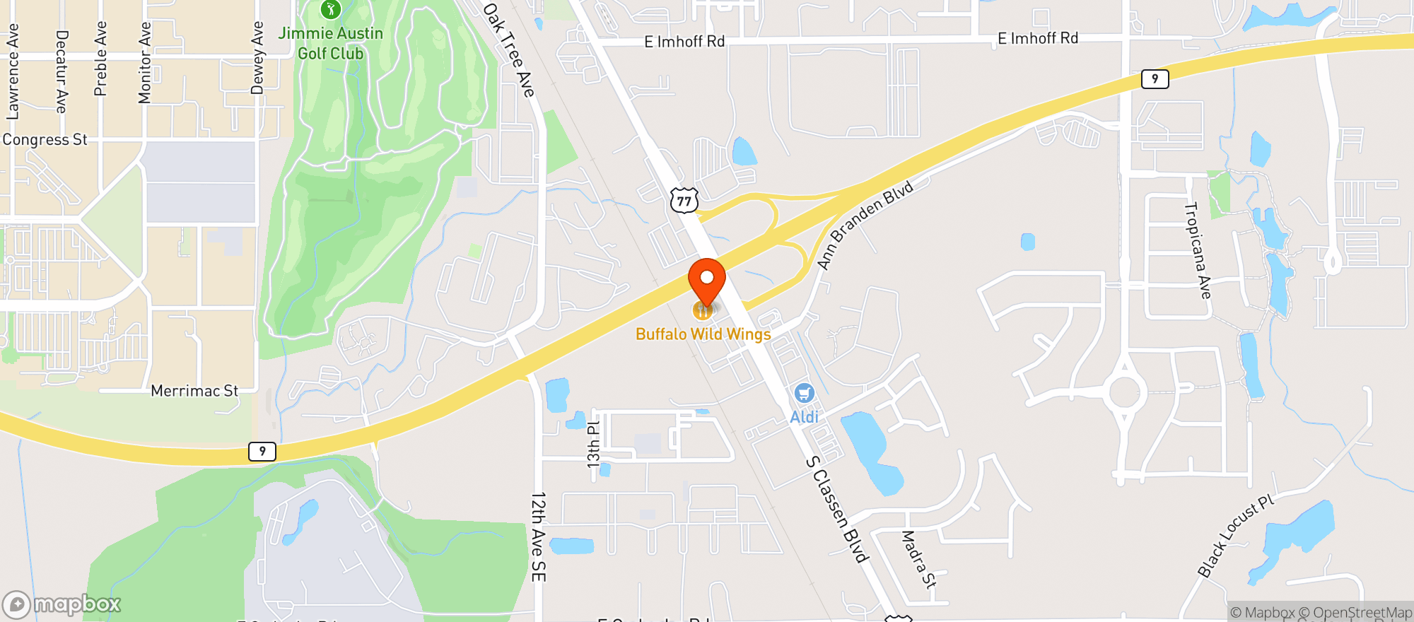 Map showing Buffalo Wild Wings Gril #3643