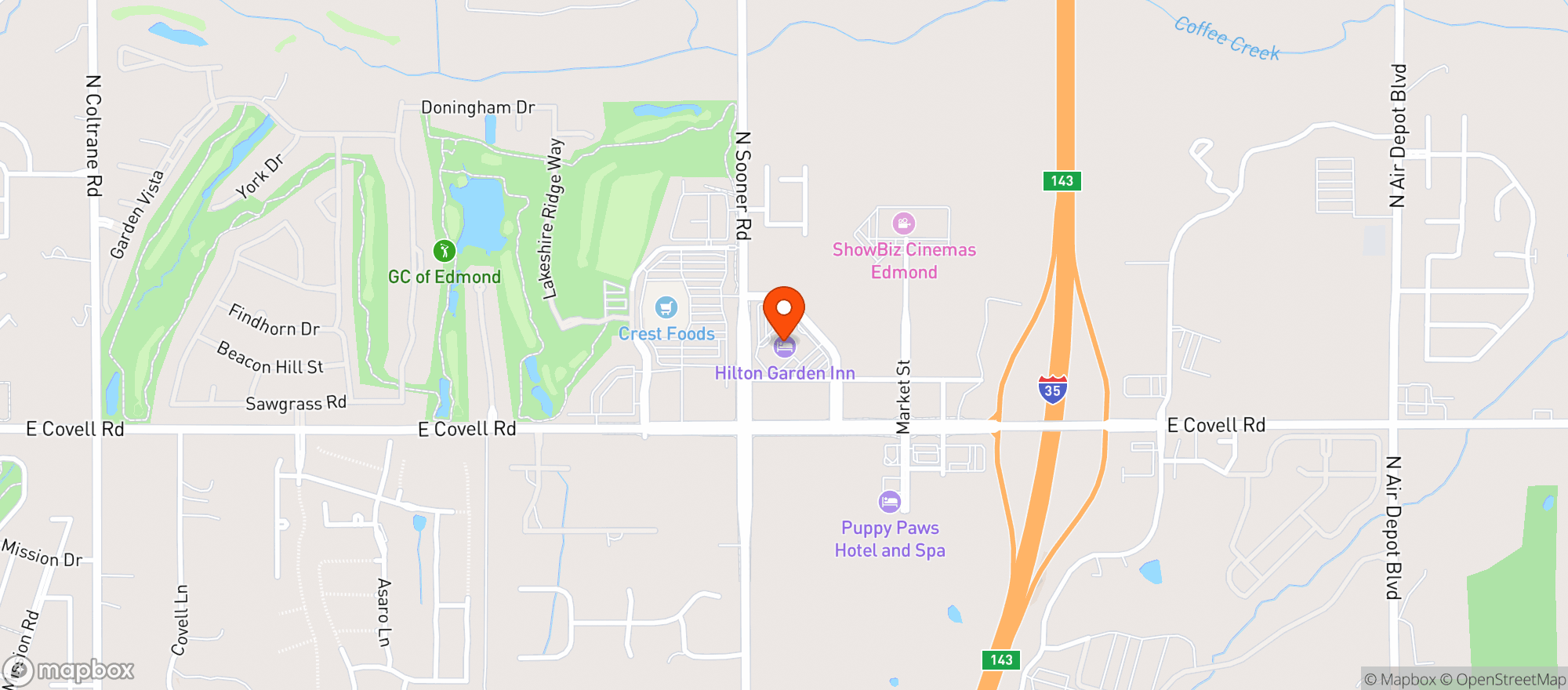 Map showing Hilton Garden Inn #okcec