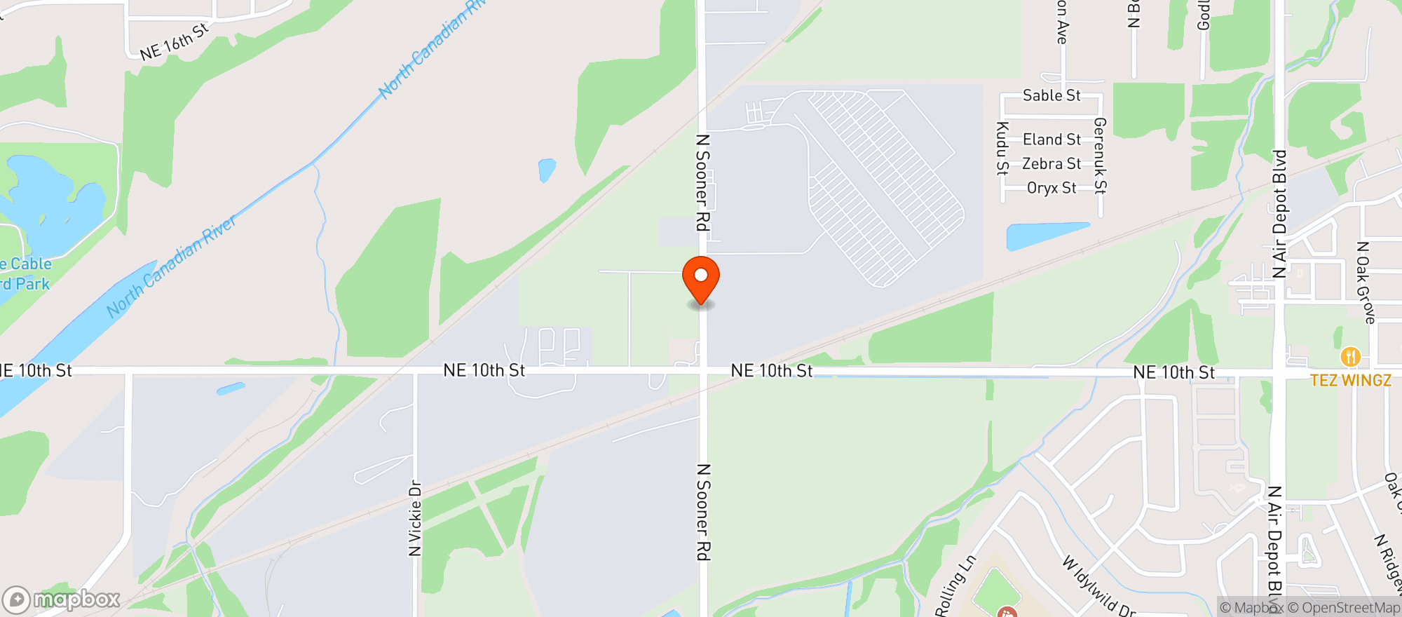 Map showing Thunder Liquor Stop - Midwest City