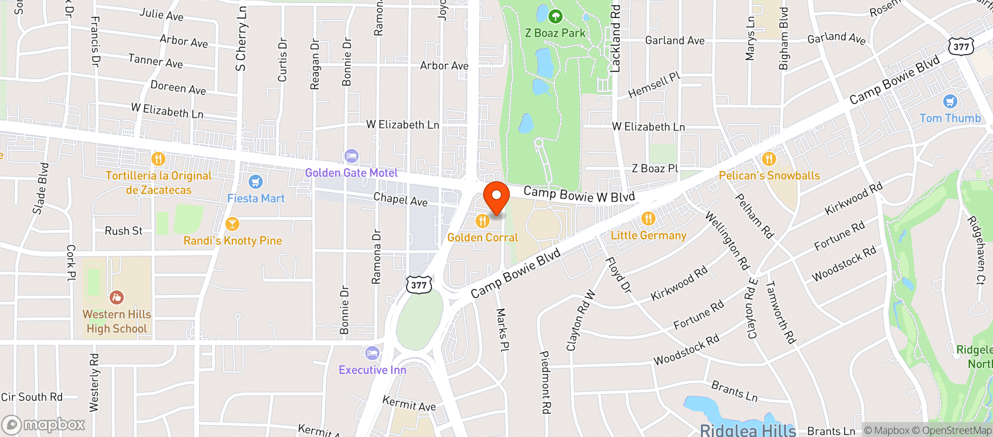 Map showing Freds Texas Cafe #srs