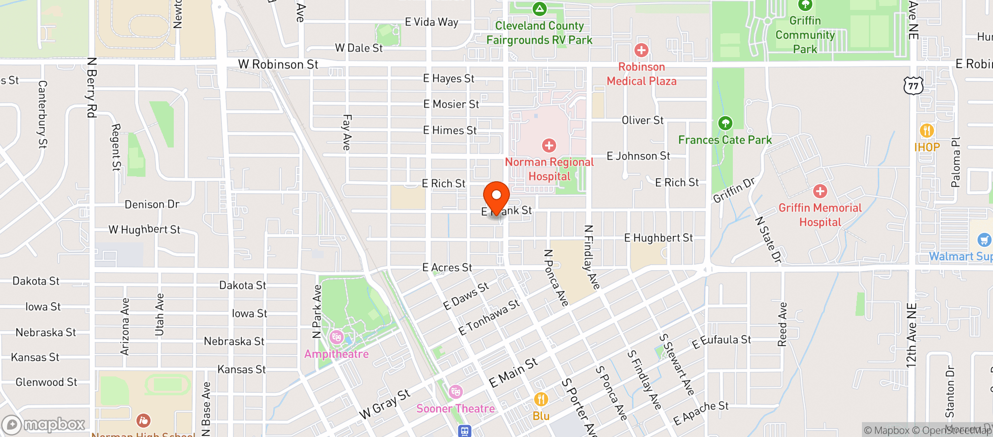 Map showing Boomer S Express- Norman