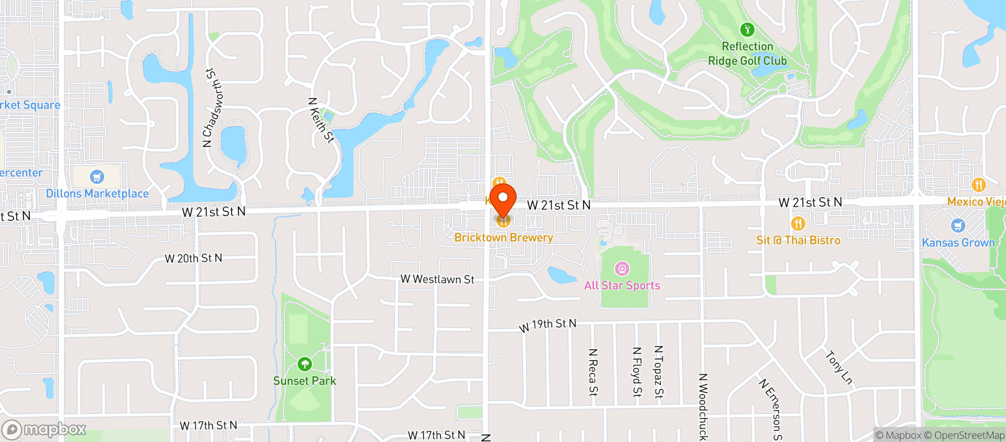 Map showing Bricktown Brewery