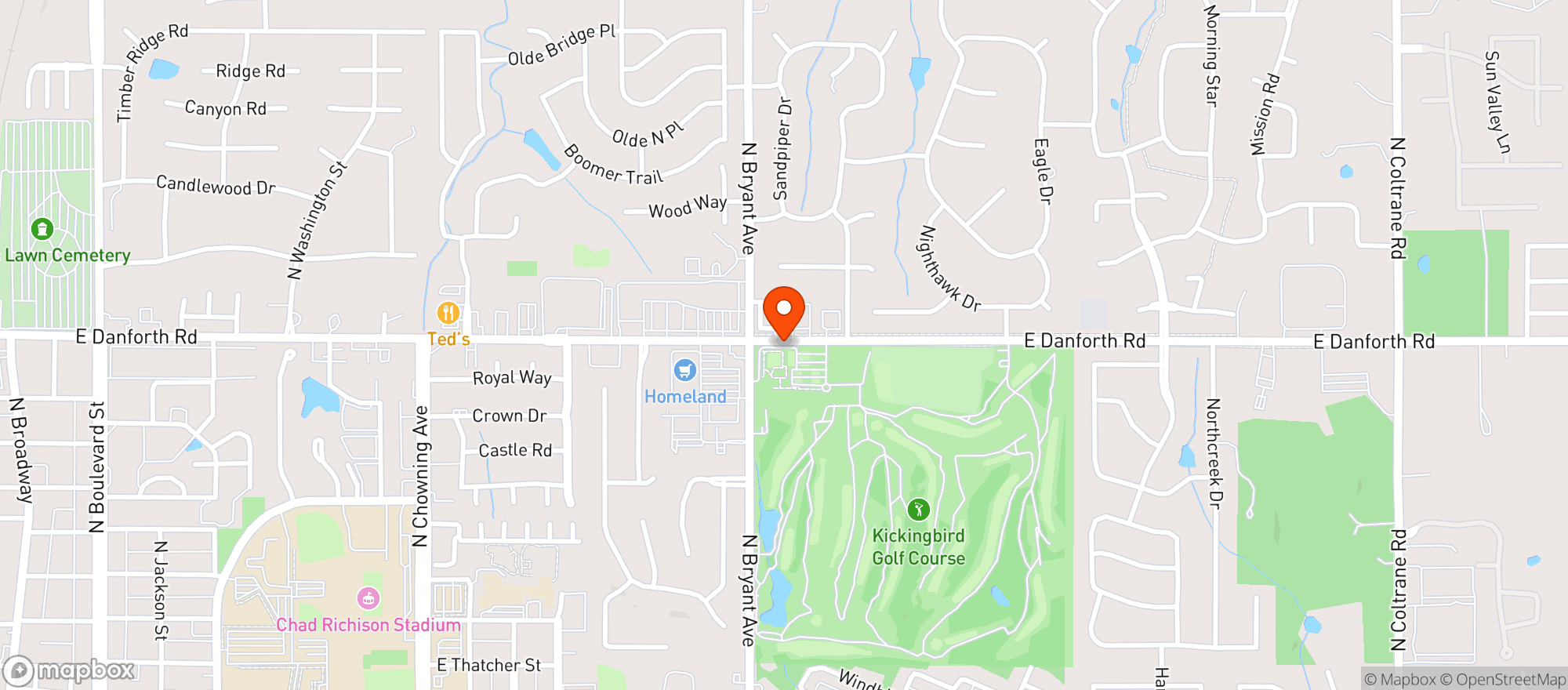 Map showing Kickingbird Golf