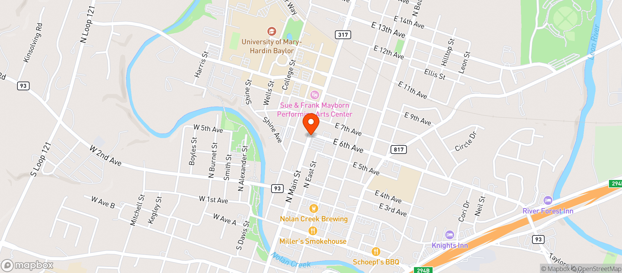 Map showing Ct Mart - Belton
