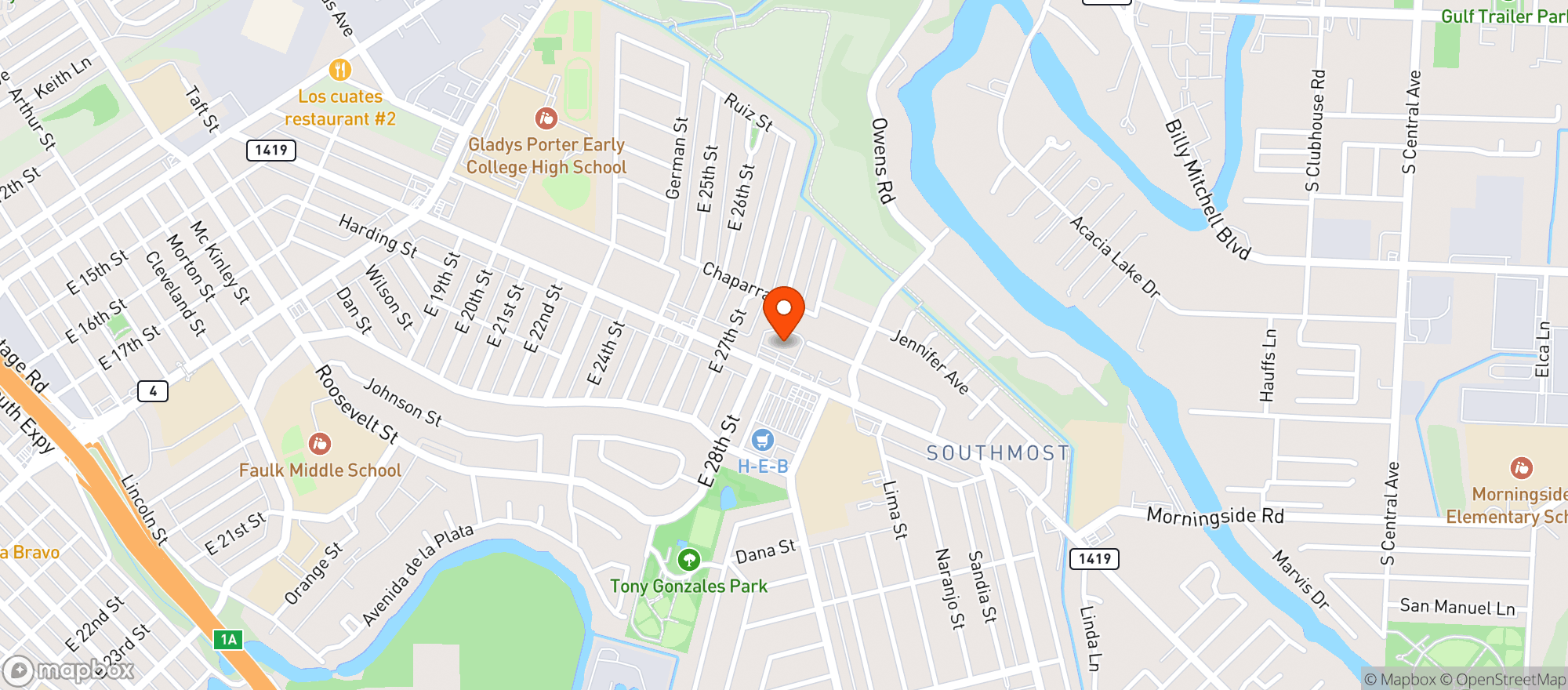 Map showing G Mart #1 - Southmost