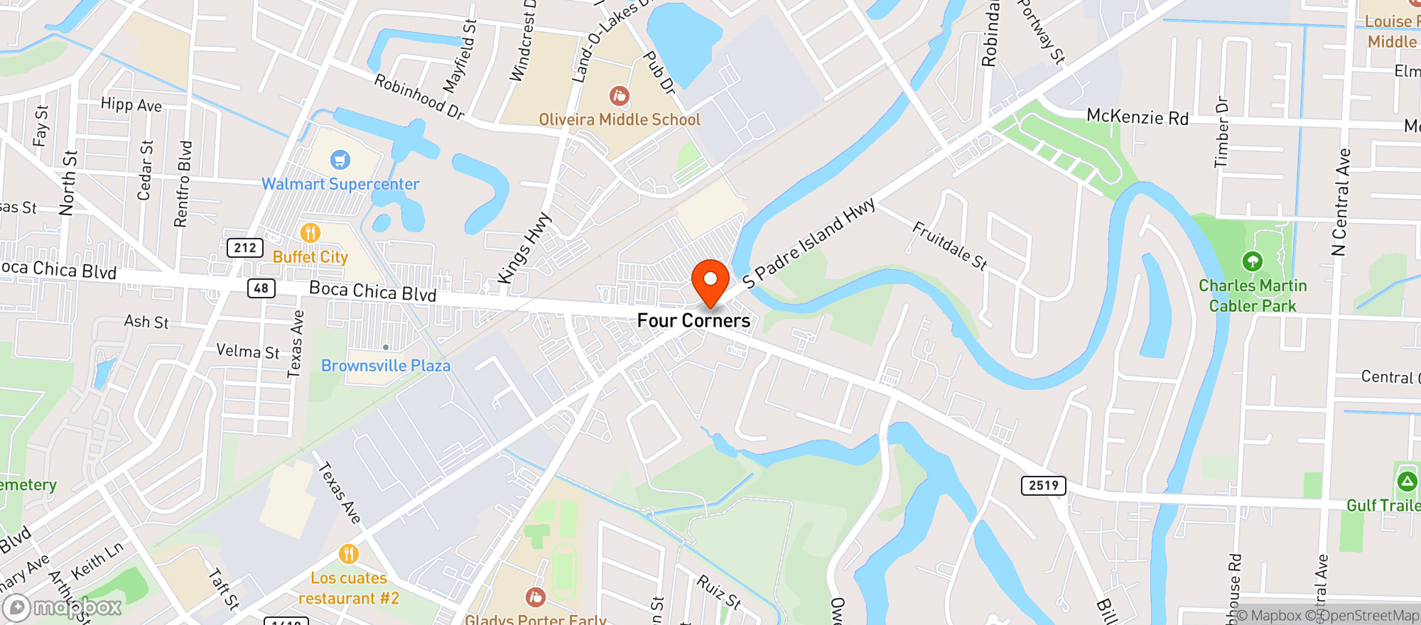 Map showing Feldmans Padre Island