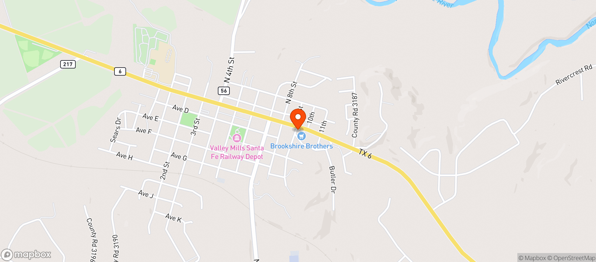 Map showing Brookshire Brothers Express