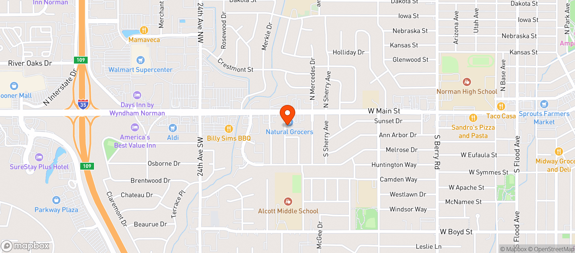 Map showing Natural Grocers by Vitamin Cottage - Natural Grocers by VC_Norman (NM) - 00530050