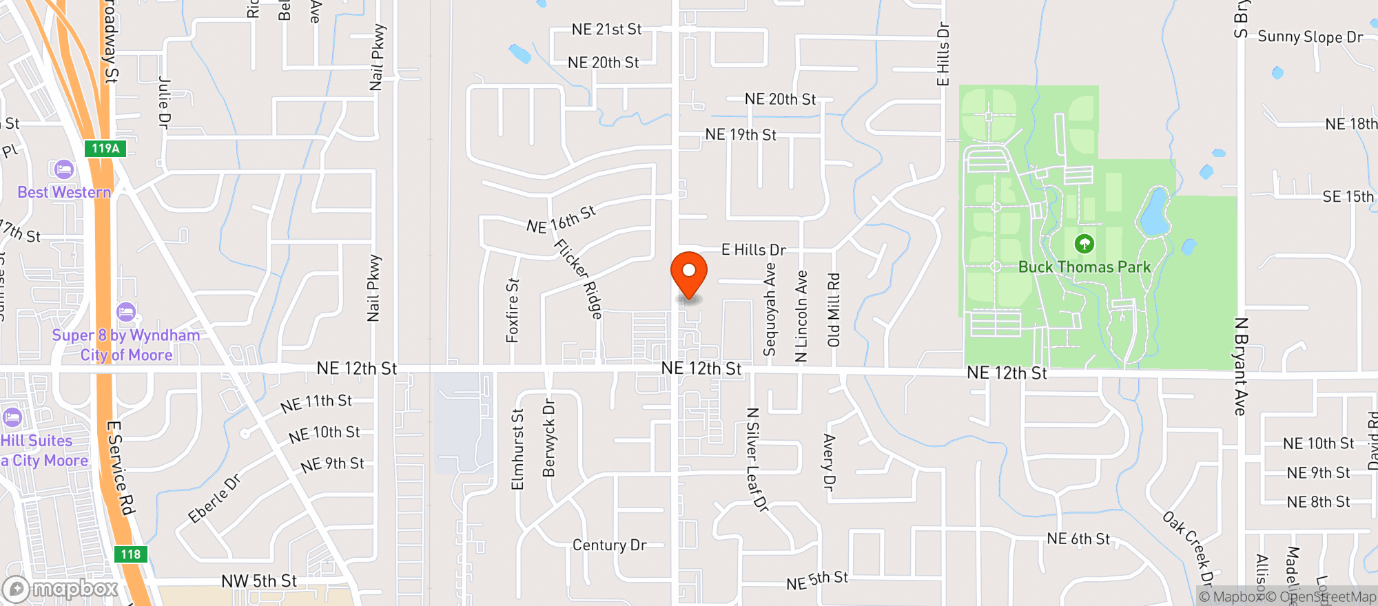 Map showing Bootlegger Liquor - Moore