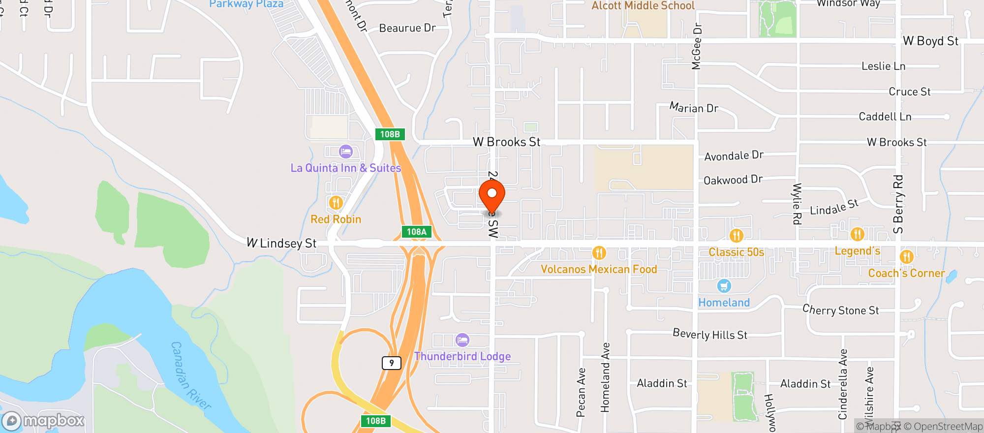 Map showing Oncue Express