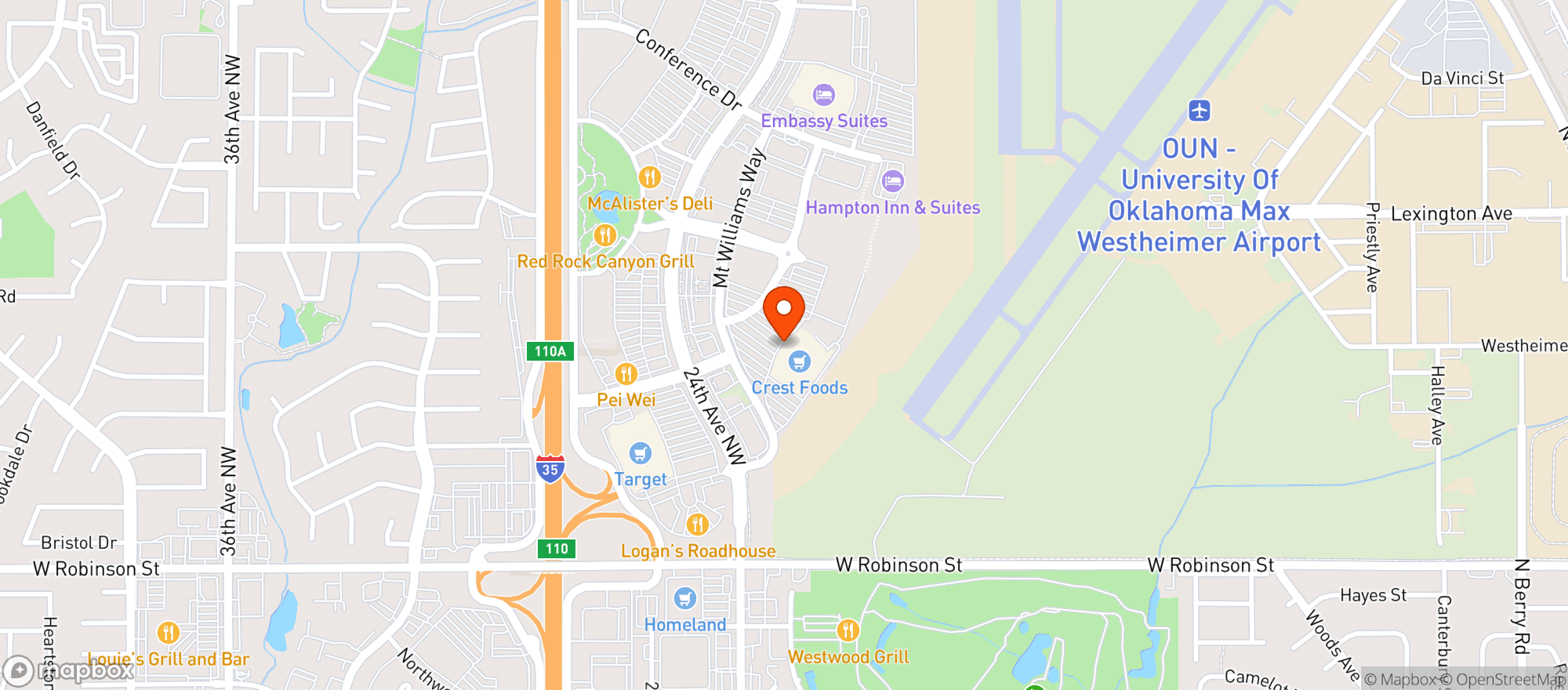 Map showing Crest Foods