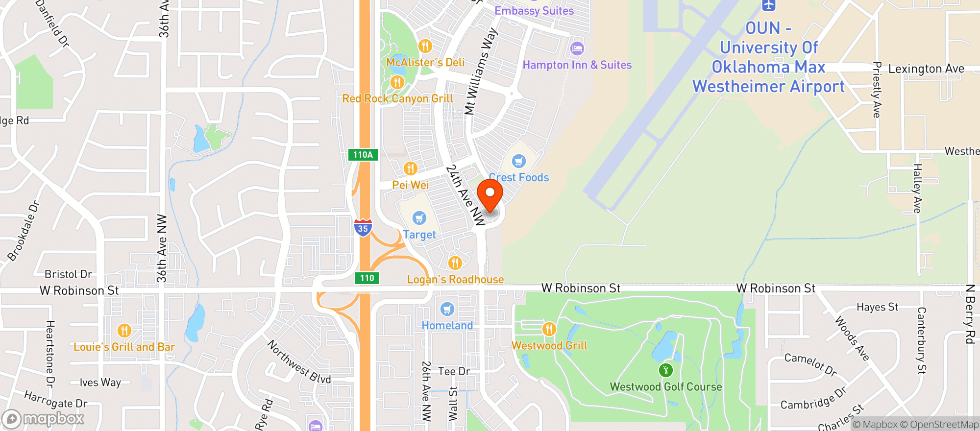 Map showing Hideaway Pizza