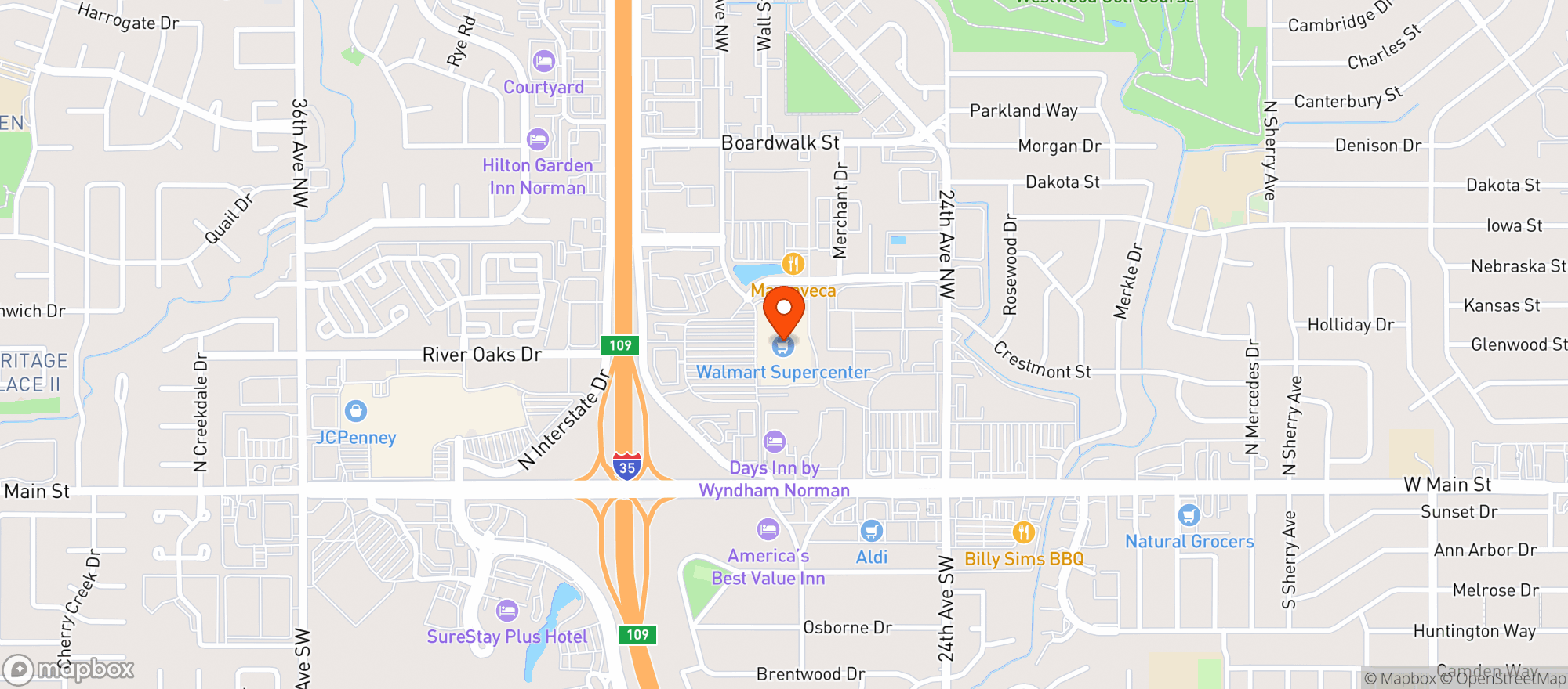 Map showing Walmart