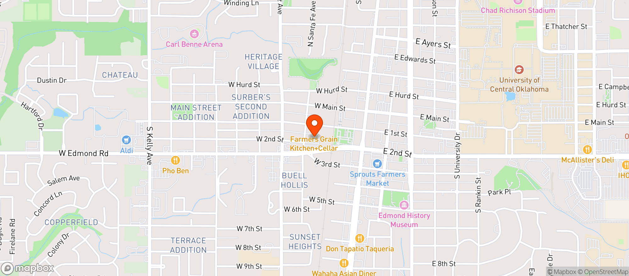 Map showing Woodward Pizza