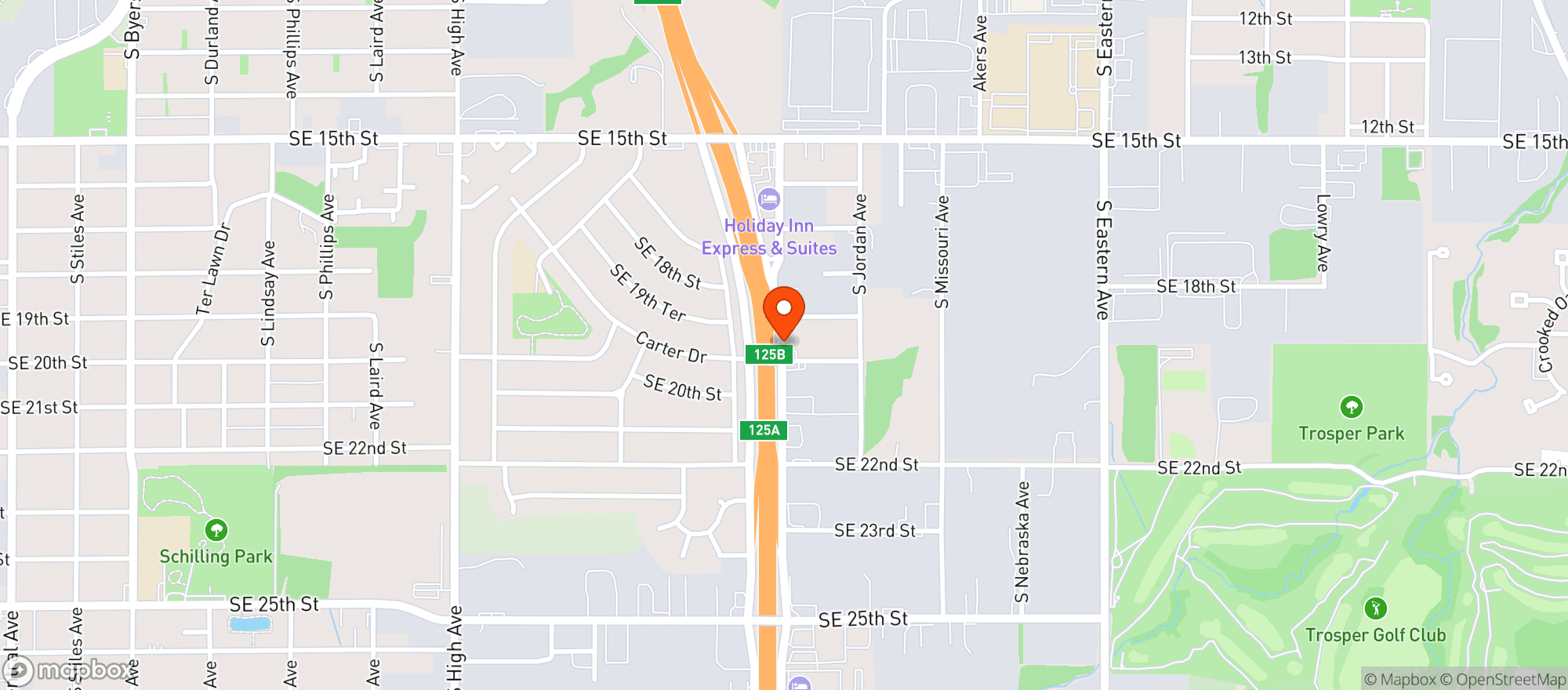 Map showing The Garage Burgers And Beer