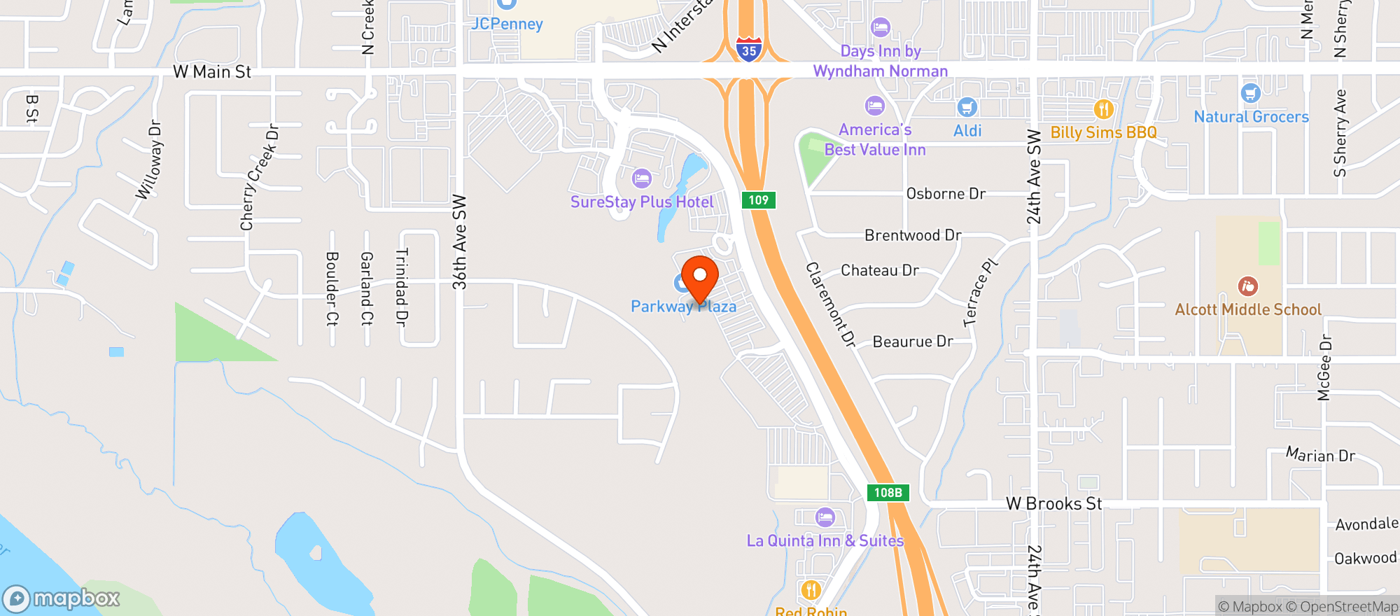 Map showing World Market Norman