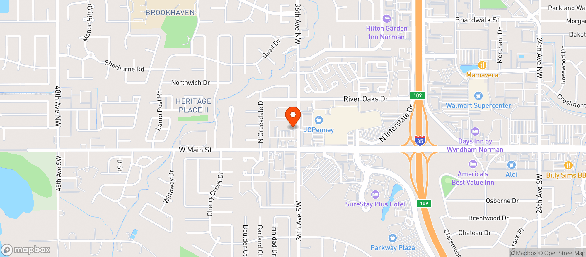 Map showing SOONER WEST LIQUORS
