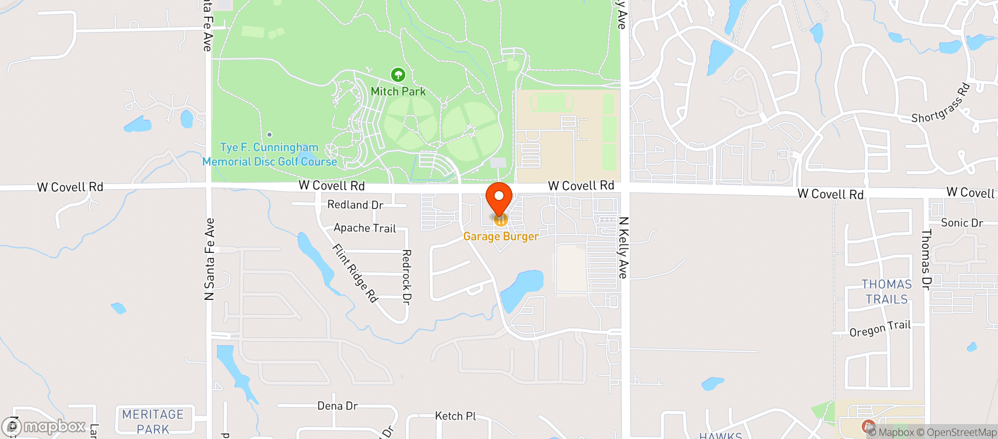 Map showing The Garage Burgers And Beer