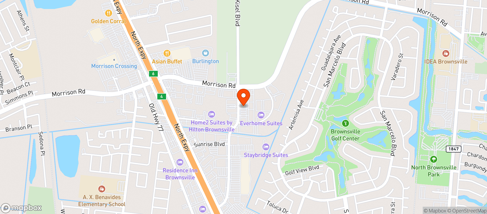 Map showing Oasis Cbd