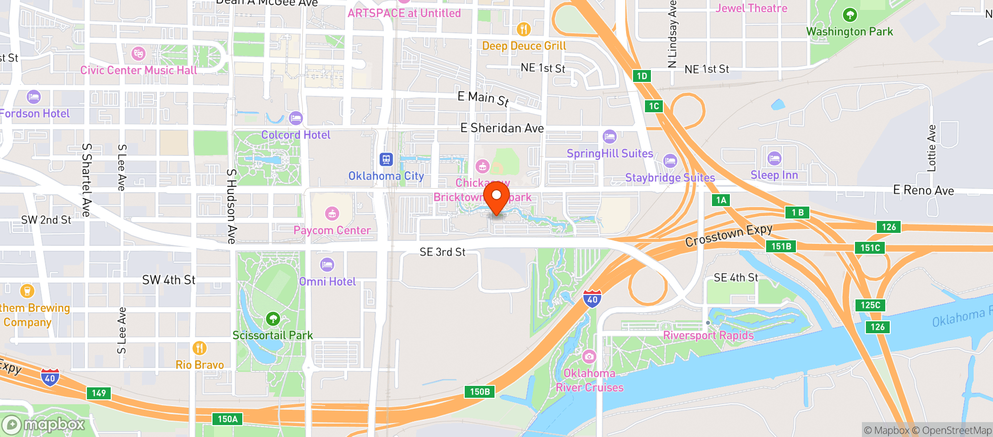 Map showing Charlestons Restaurant