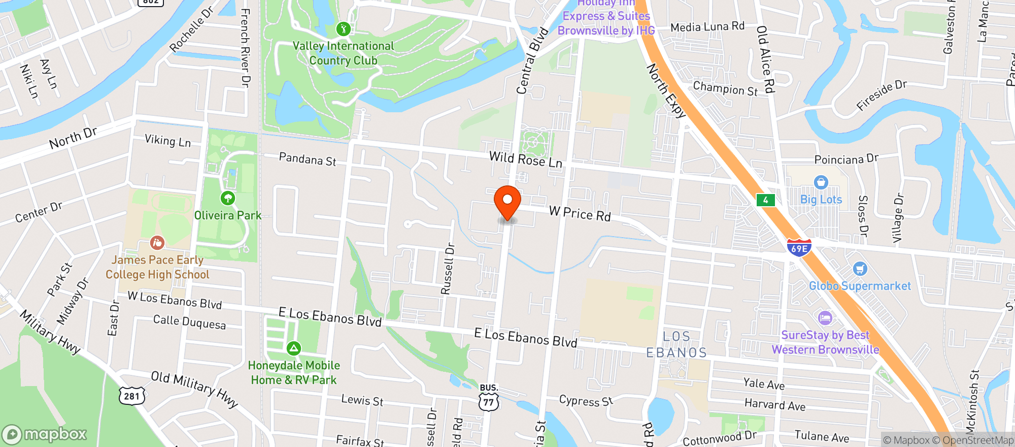 Map showing El Gallito Vape Shop