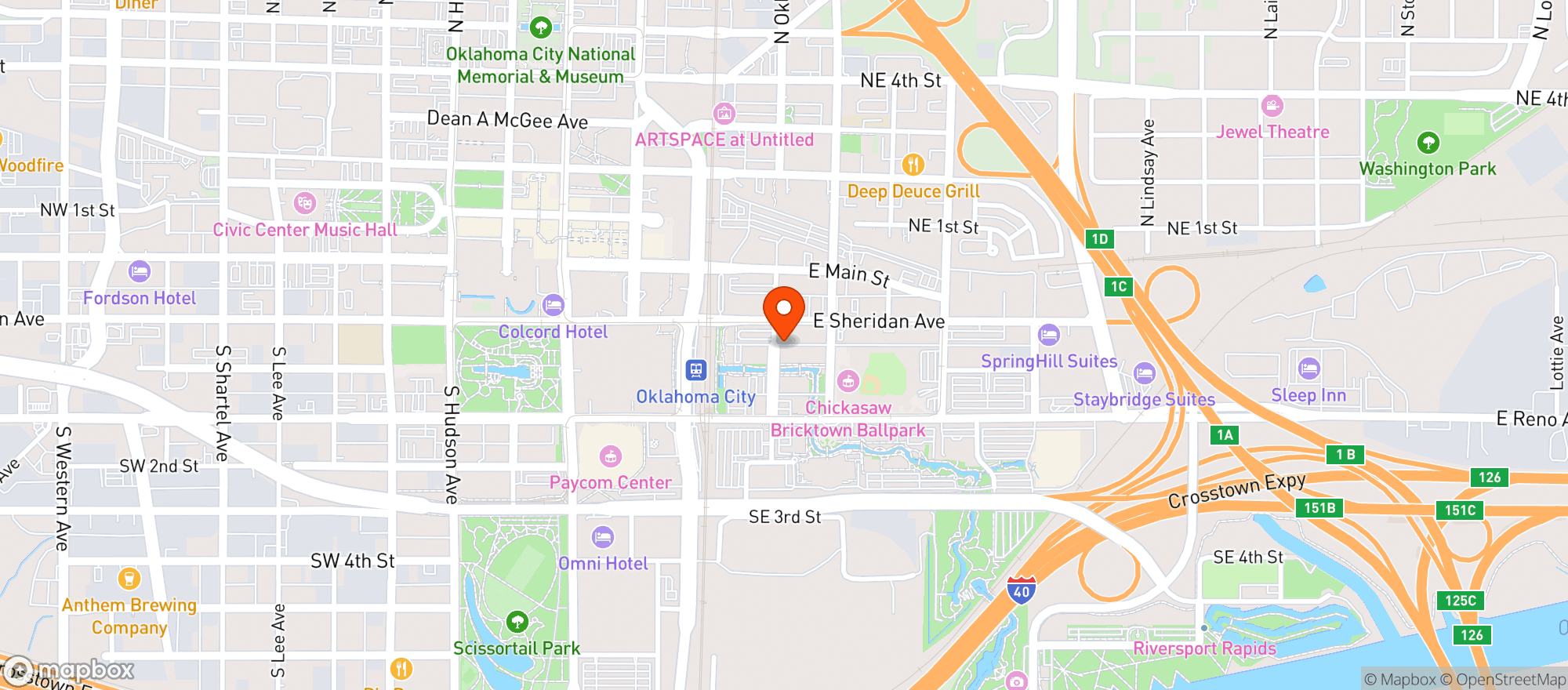 Map showing Bourbon Street Cafe