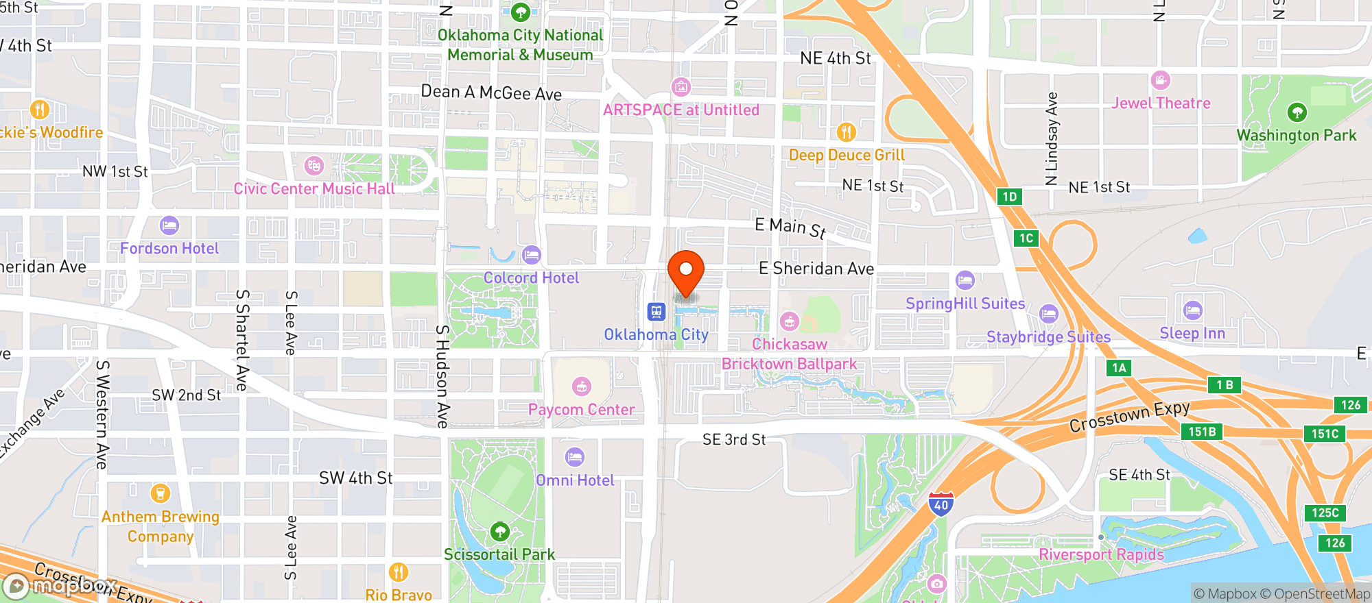 Map showing Mojos Blues Club