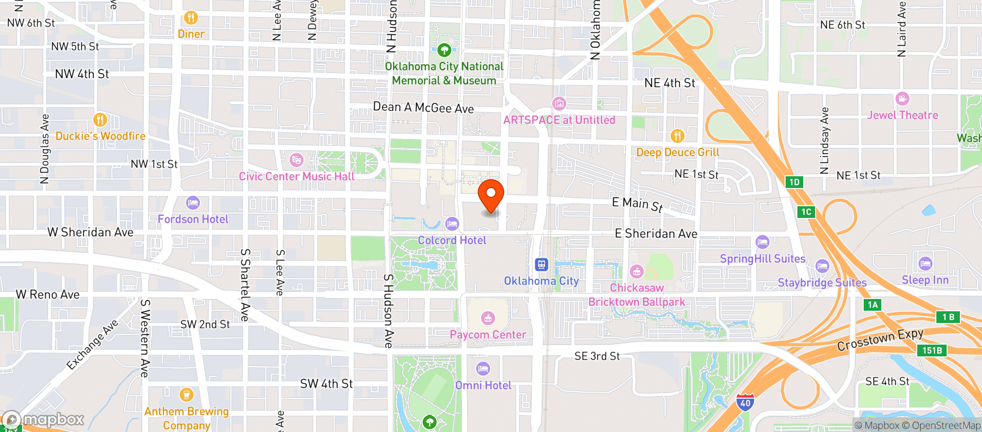 Map showing Sheraton Hotels & Resor