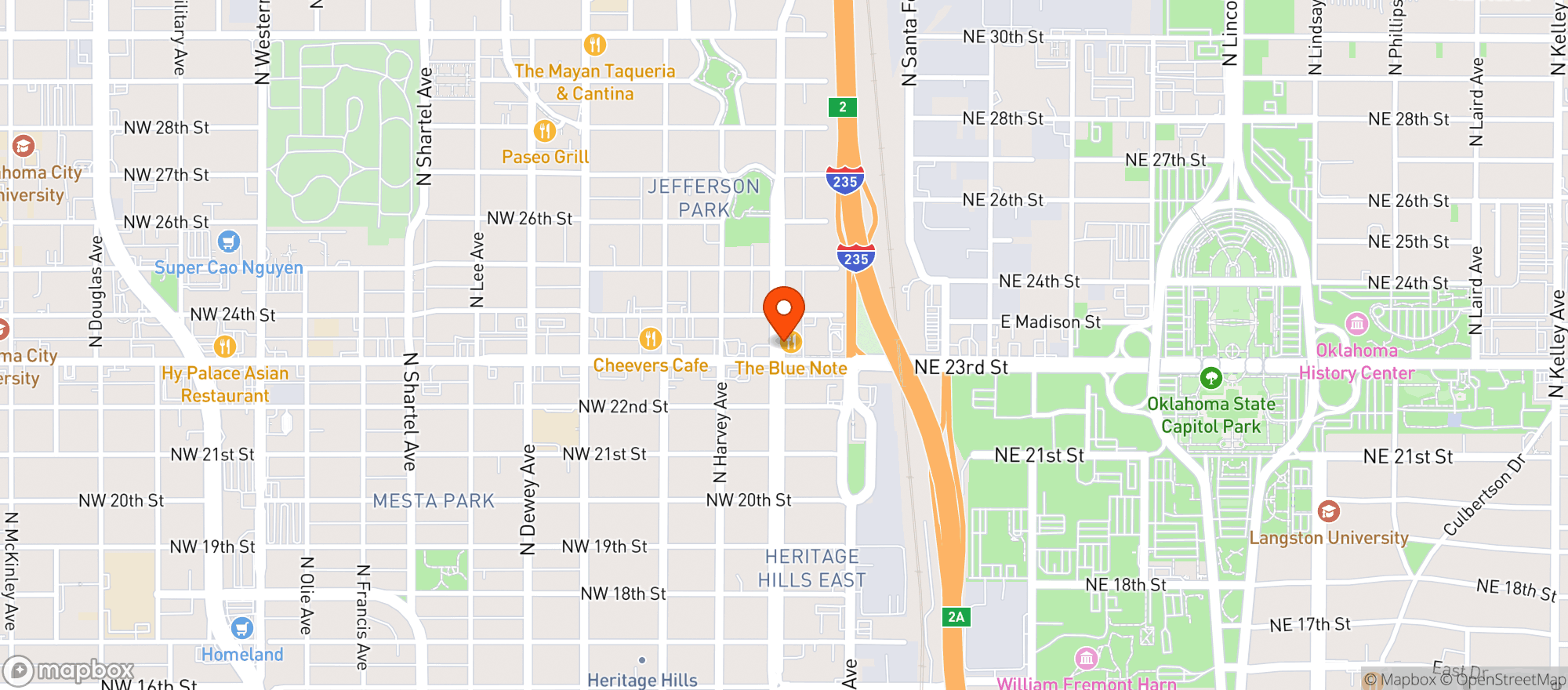 Map showing The Blue Note