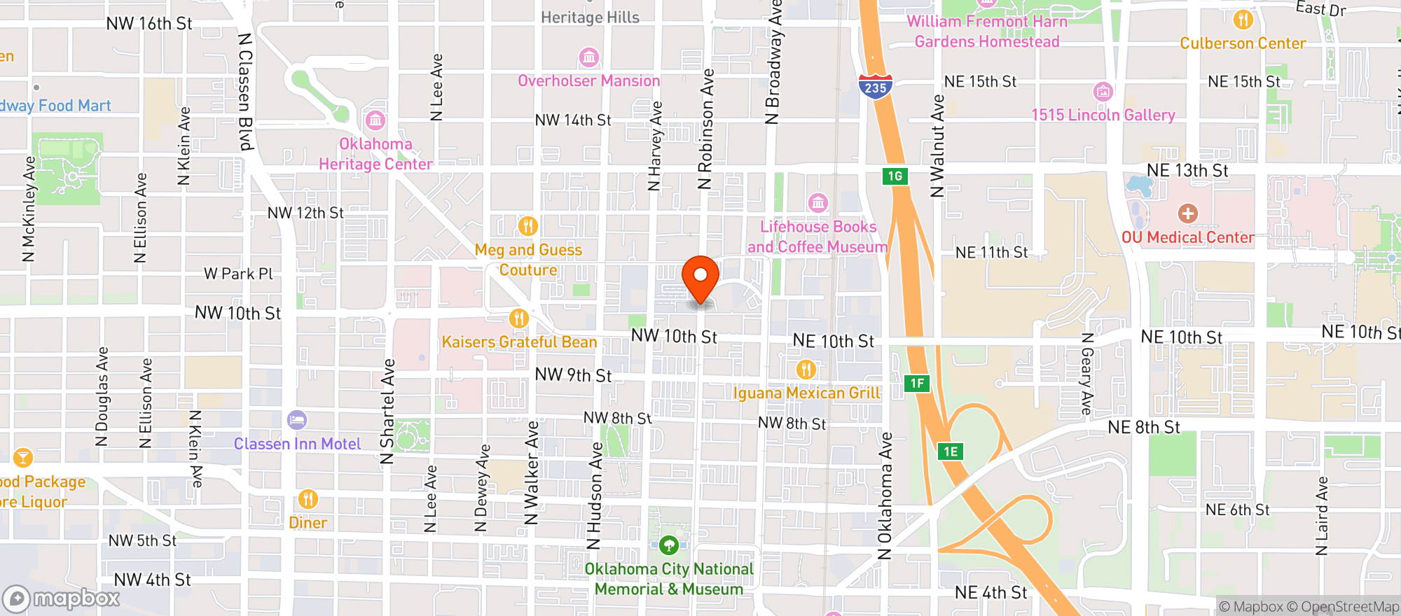 Map showing The Garage Burgers & Beer