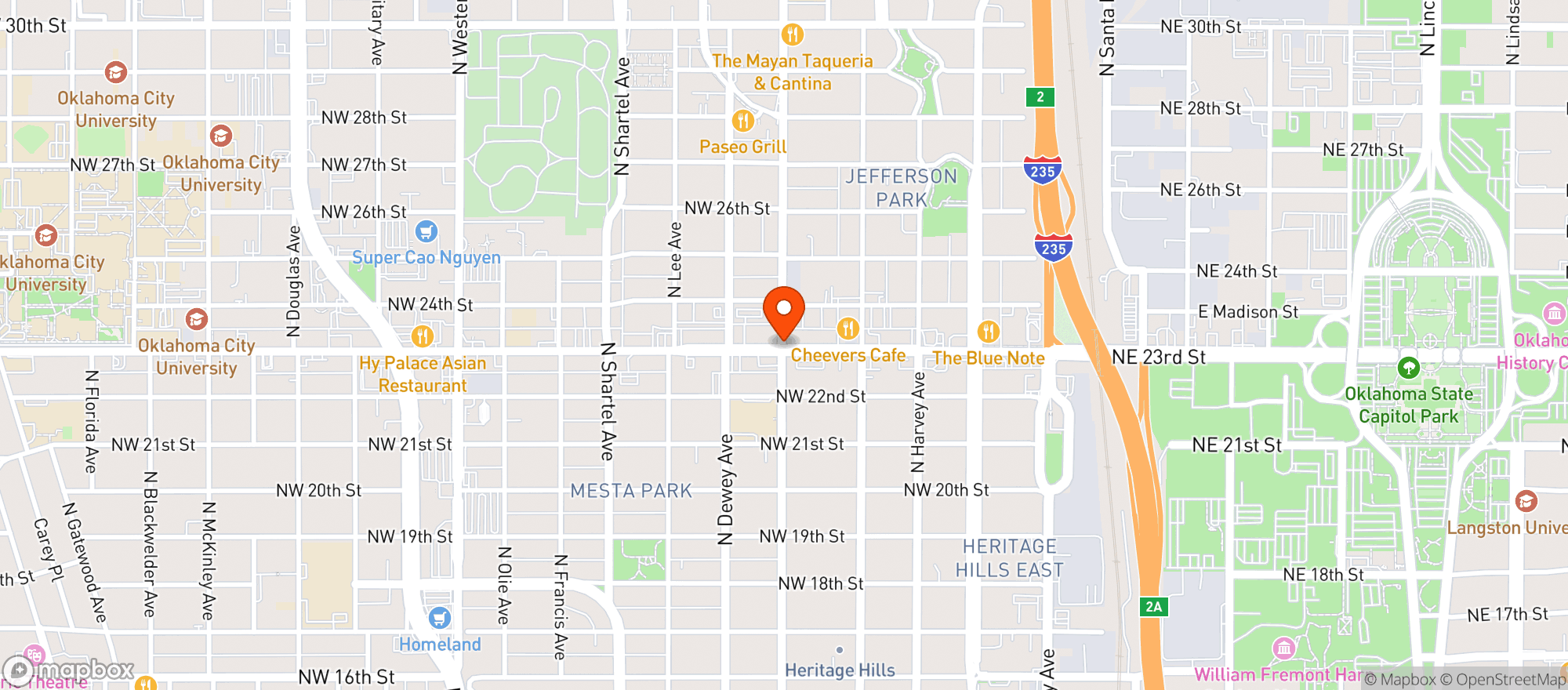 Map showing The Bunker Club