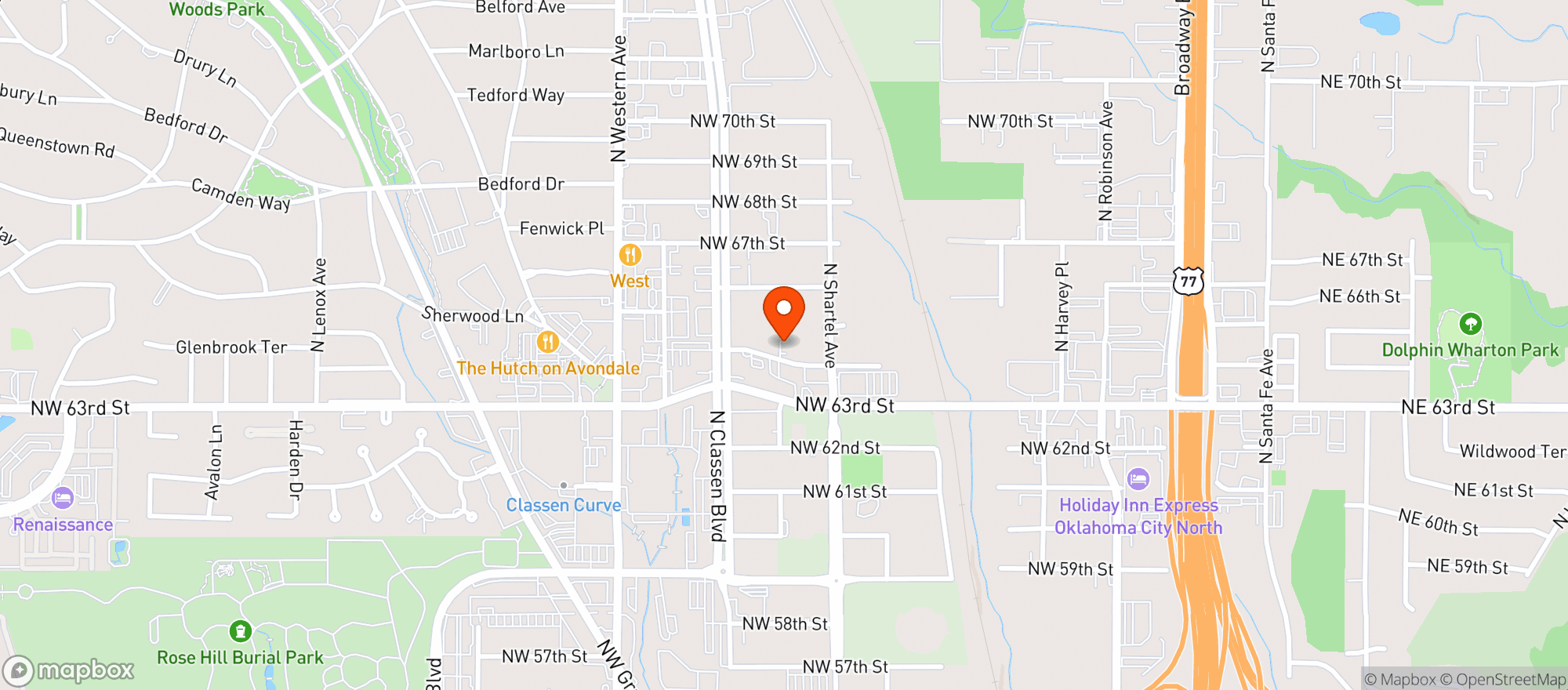 Map showing Kat S Tavern - Okc