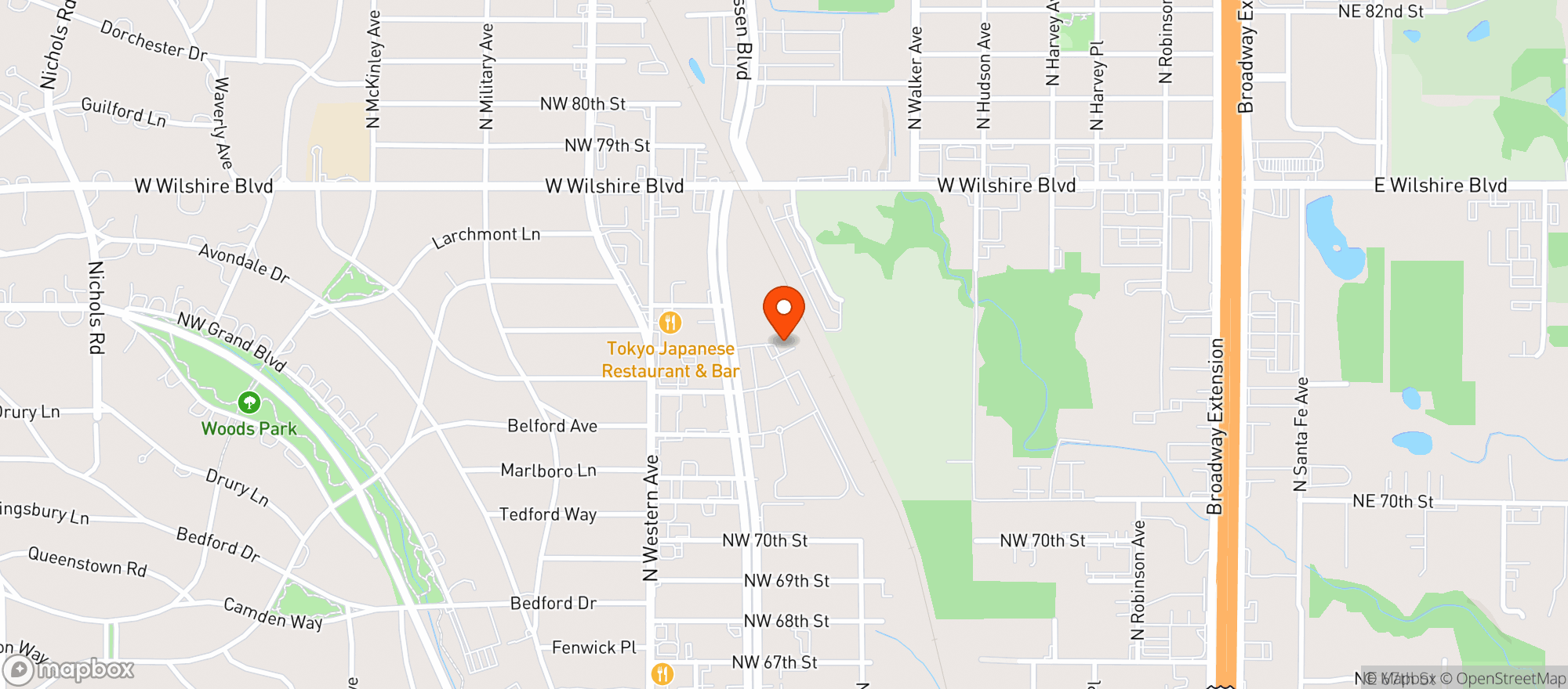 Map showing 74 Resturant
