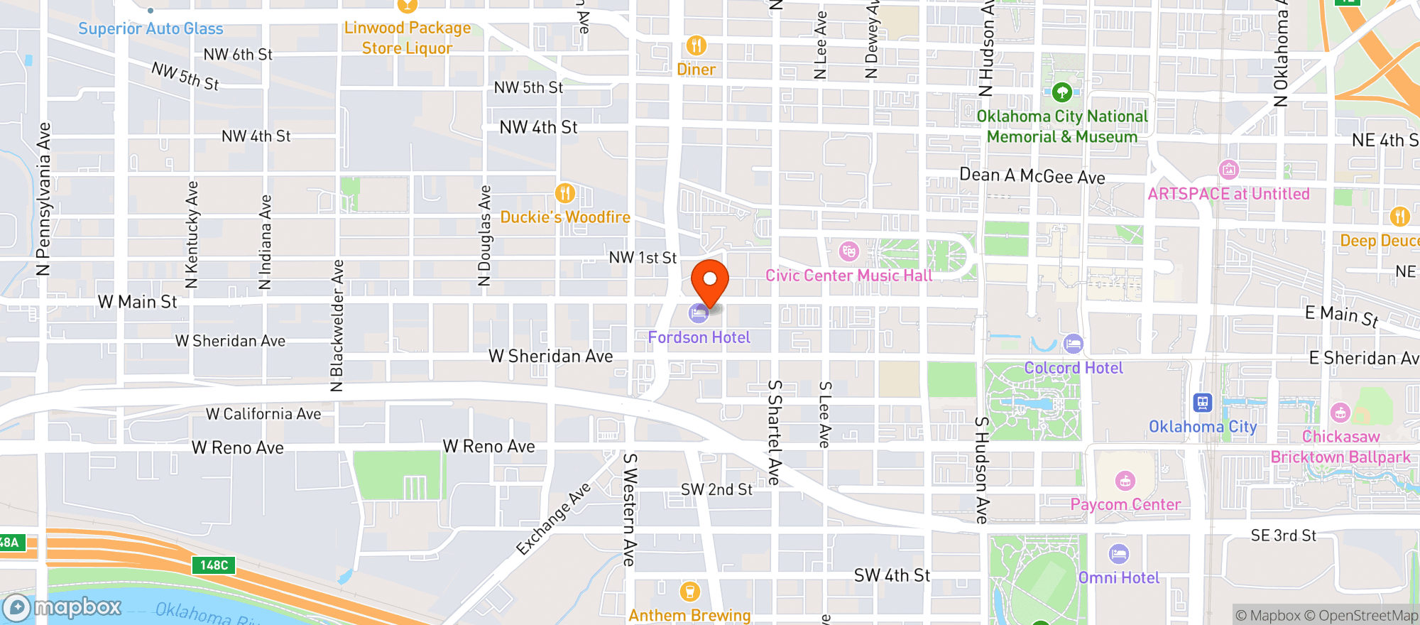 Map showing Fordson Hotel
