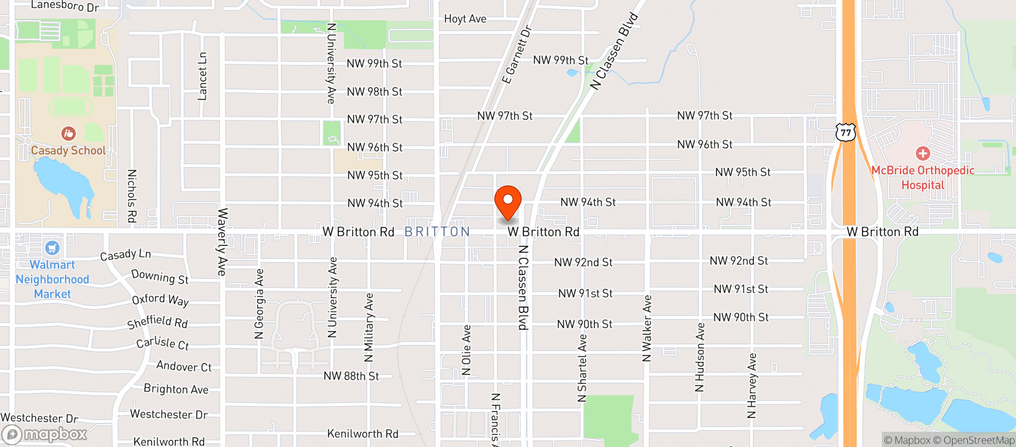 Map showing HAPPY ROOT 420 - OKC