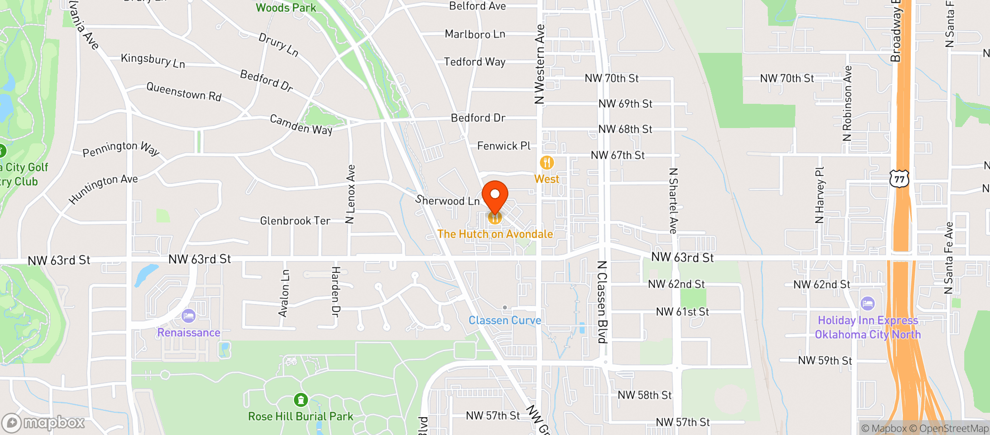 Map showing The Hutch On Avondale - Okc (nichol