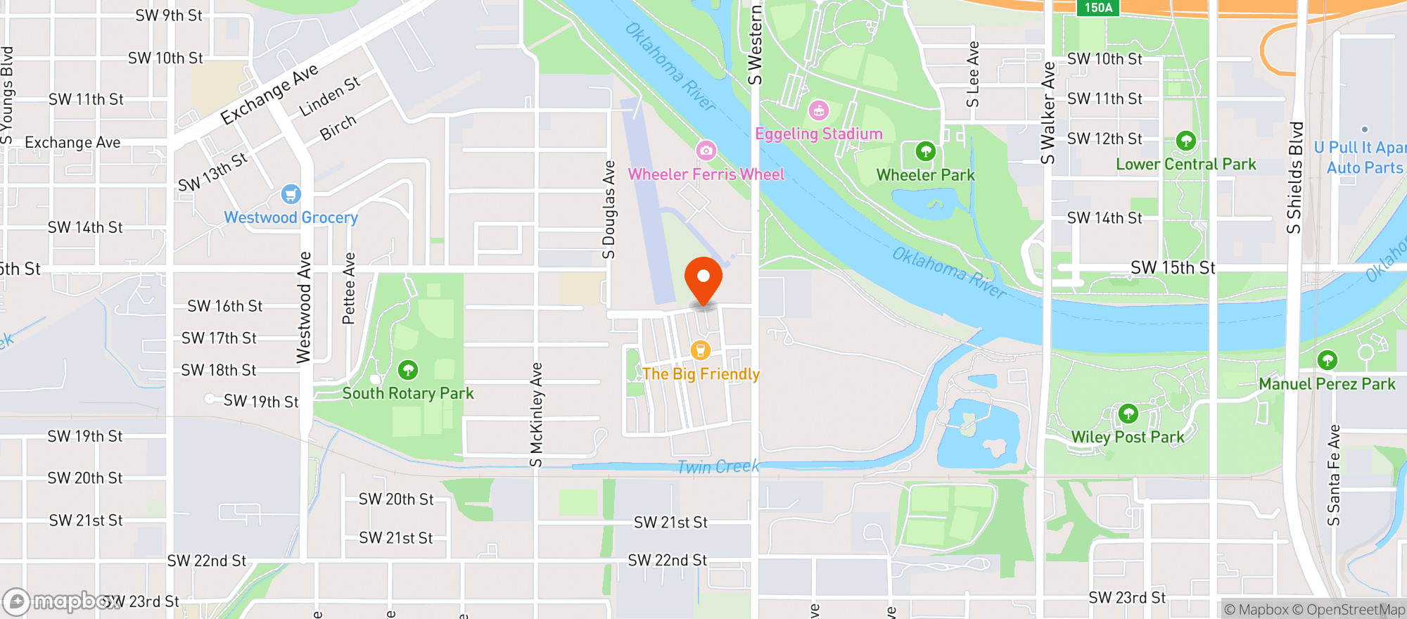 Map showing American Gothic Pizza