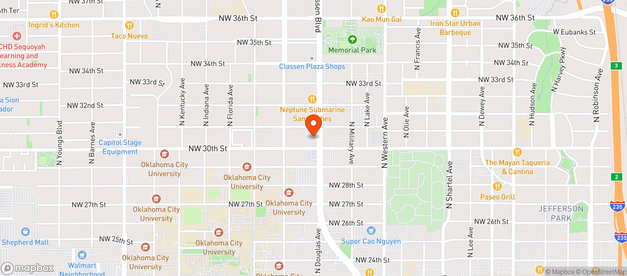 Map showing Classen Liquor  Lp - Oklahoma City