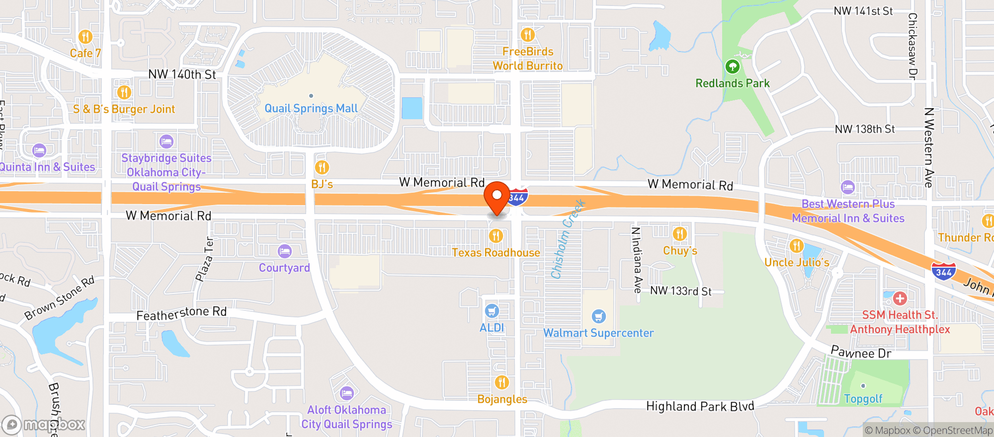 Map showing Texas Roadhouse