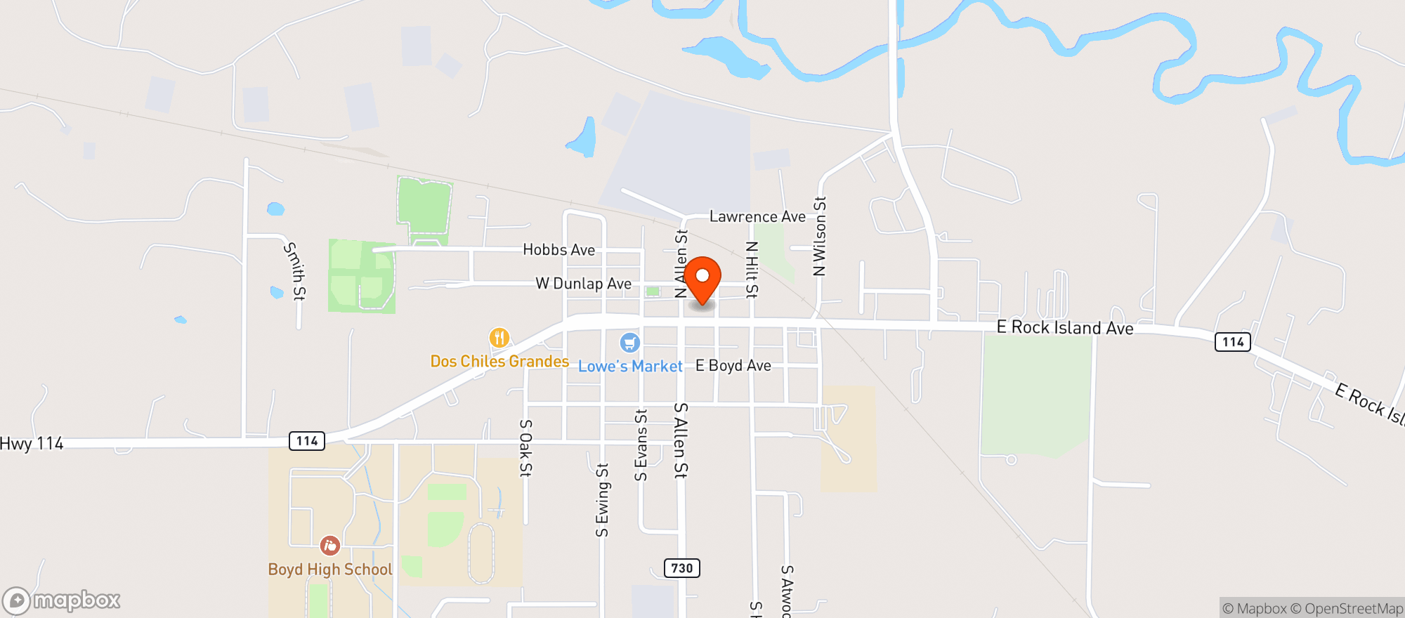 Map showing Sirius Vapor Boyd