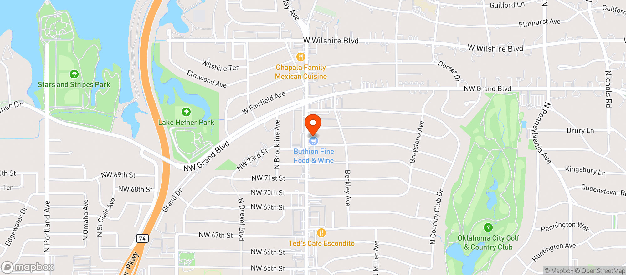 Map showing La Baguette Bistro
